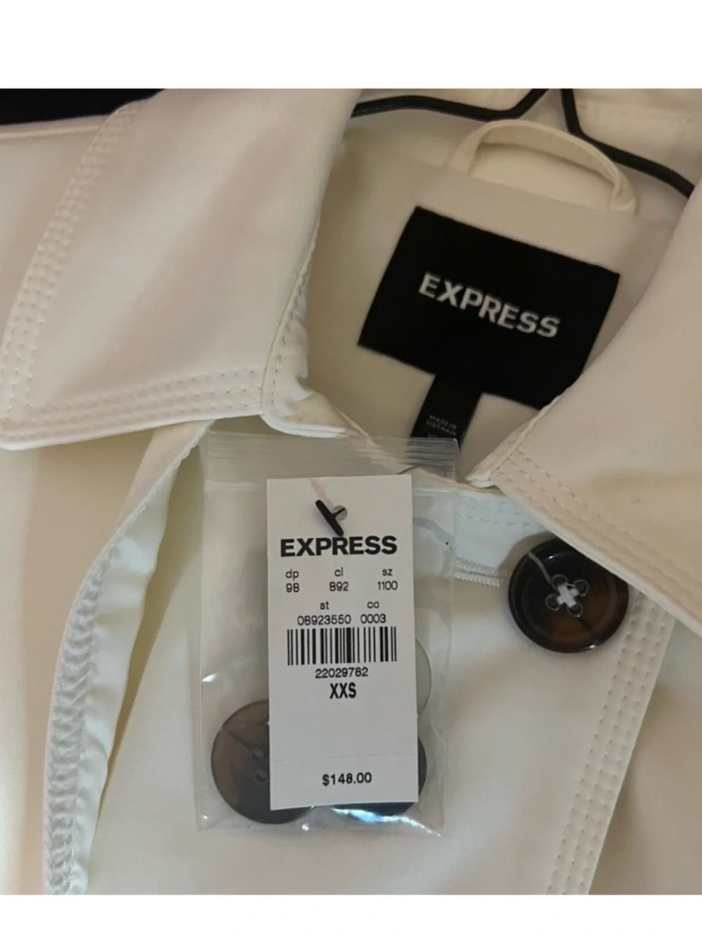 EXPRESS White Double-Breasted Trench Coat - Picture 3 of 4